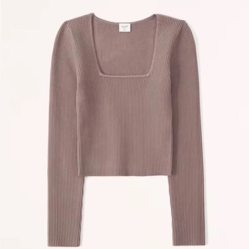 Ribbed Square Neck Long Sleeve Top Abercrombie